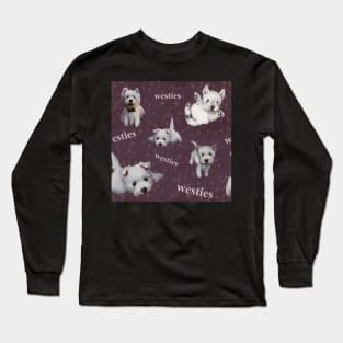 Westies mom dark purple pattern Long Sleeve T-Shirt